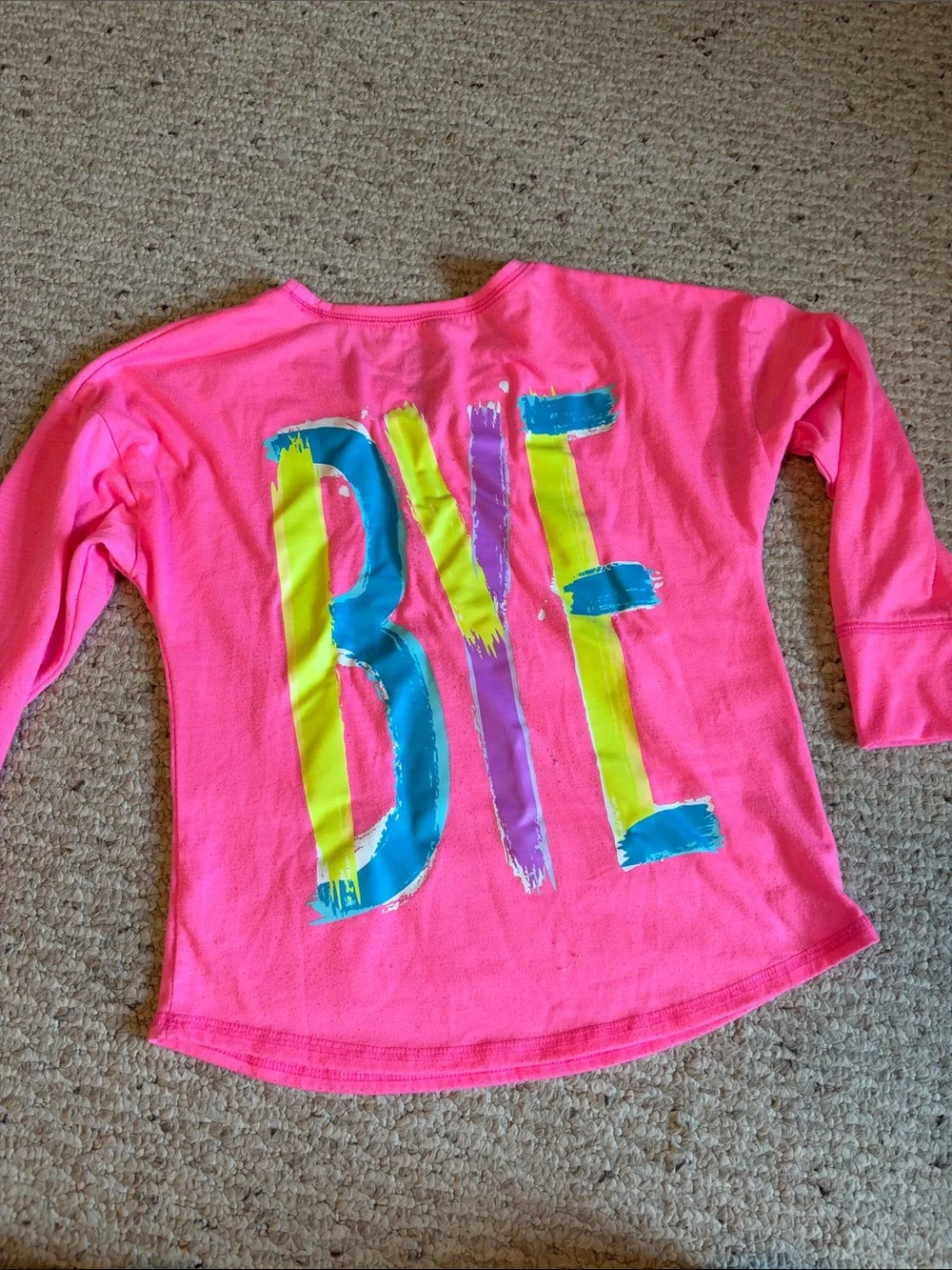 Justice Girls Neon Pink Long-Sleeve Heart Brushstroke Tee